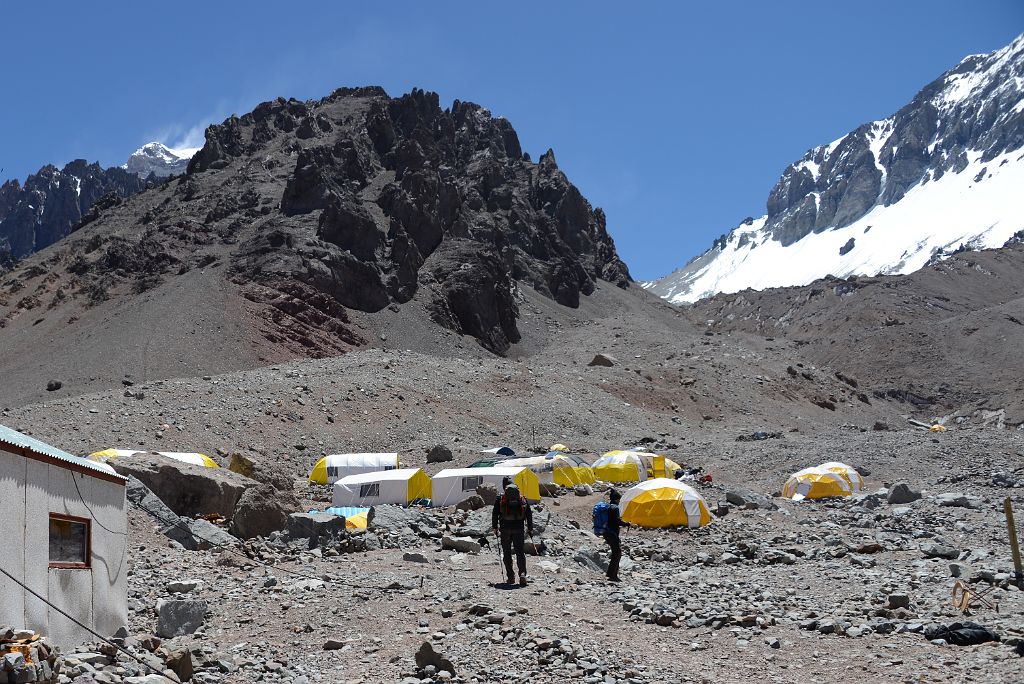 33 Aconcagua Plaza Argentina Base Camp 4200m Next To The Relinchos Glacier With Only A Bit Of Aconcagua Visible And With Ameghino On The Right